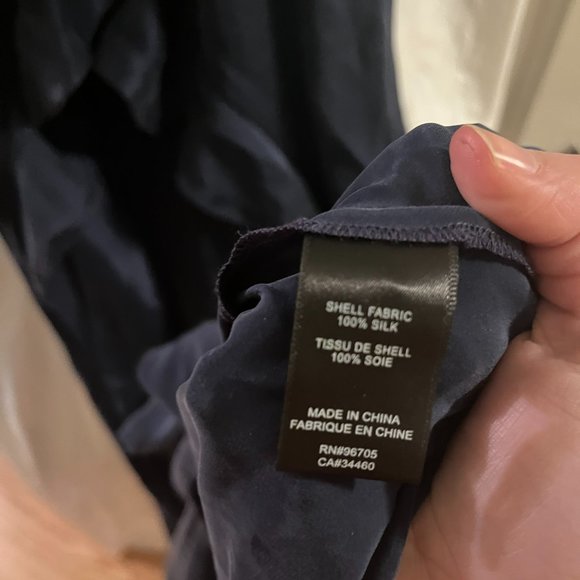 Rebecca Taylor Silk Charmeuse Ruffle Navy Dress- NTW- Size 6- Retail $695 - Picture 6 of 8